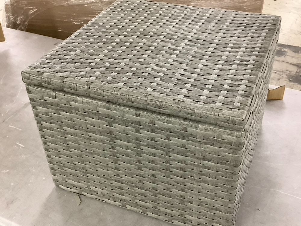 Set of 2 Wicker Ottomans, Multipurpose w/ Removable Cushions, Steel Frame - Image 2 - Lot 163