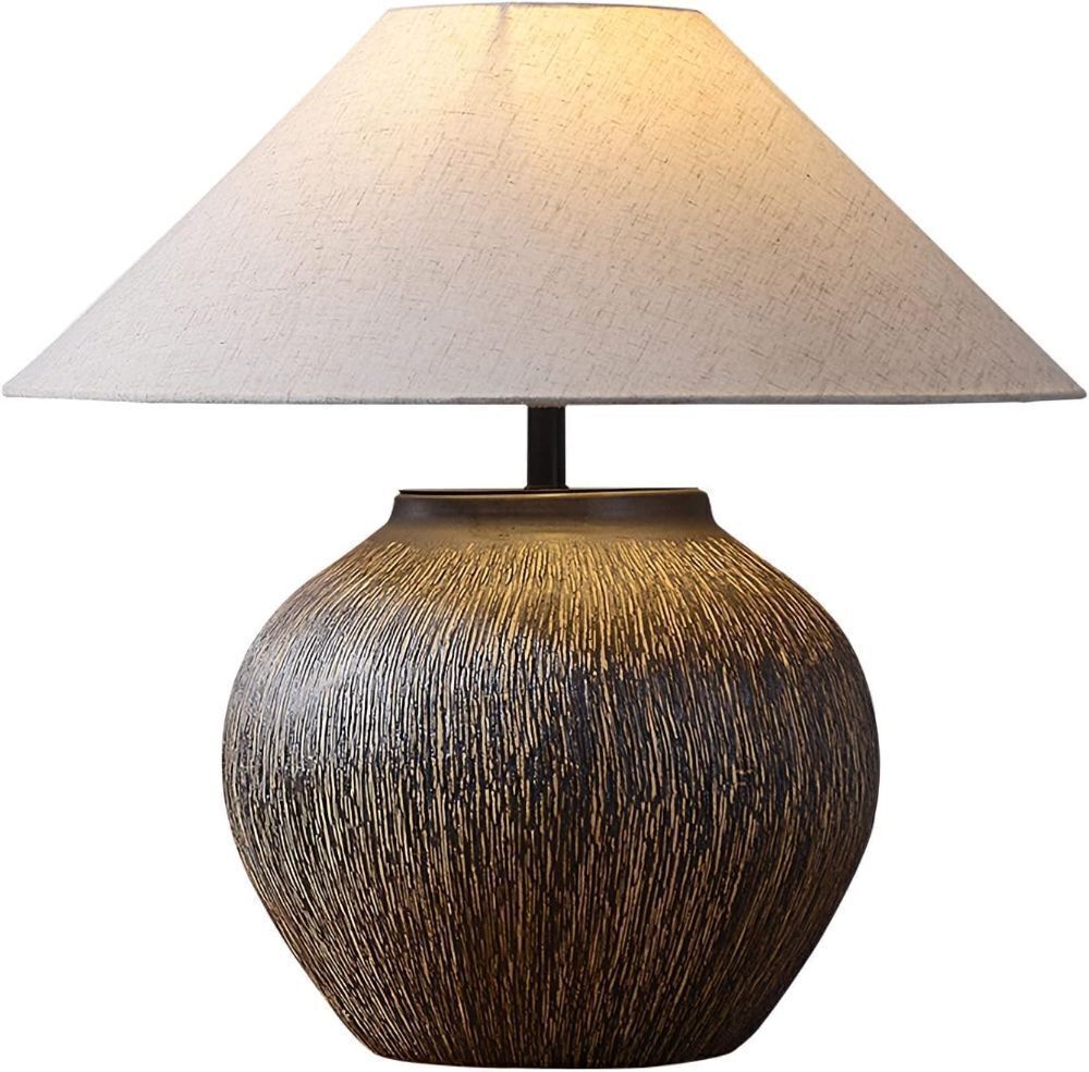 Rustic Ceramic Farmhouse Table Lamp with Linen Drum Shade 20.8" - Image 1 - Lot 167