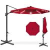 360-Degree Solar LED Cantilever Offset Patio Umbrella w/ Tilt - 10ft - Thumbnail 1