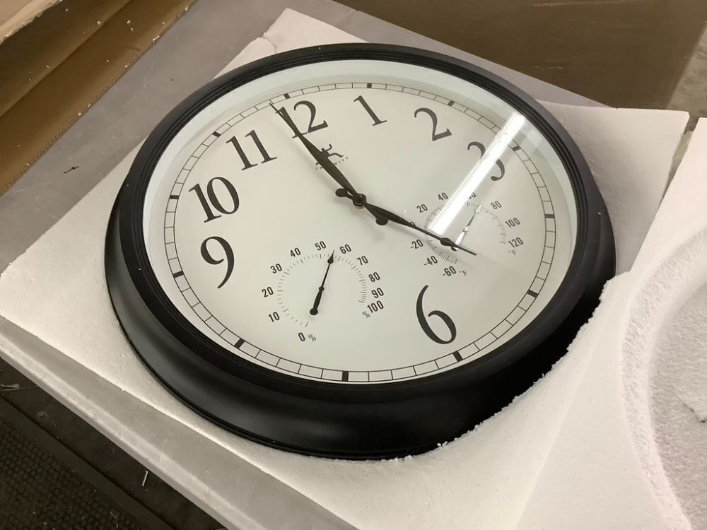 Infinity Instruments 24 Inch Classic Black Wall Thermometer Clock - Image 2 - Lot 174