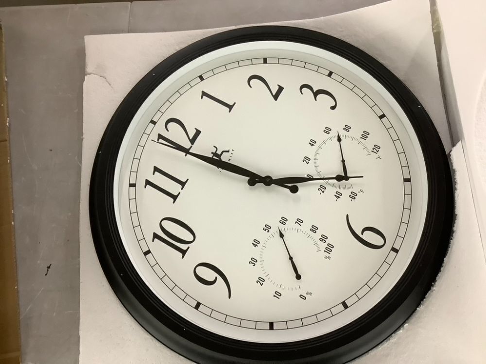 Infinity Instruments 24 Inch Classic Black Wall Thermometer Clock - Image 5 - Lot 174