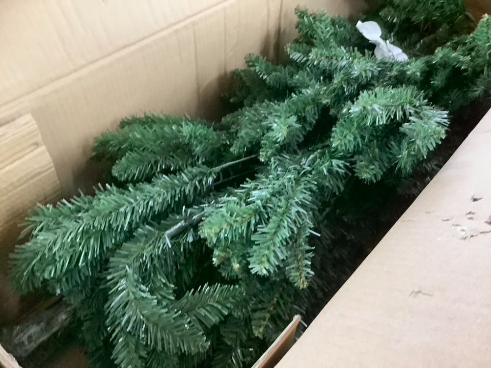 12' Unlit Spruce Pencil Christmas Tree w/ Folding Metal Base - Image 7 - Lot 179