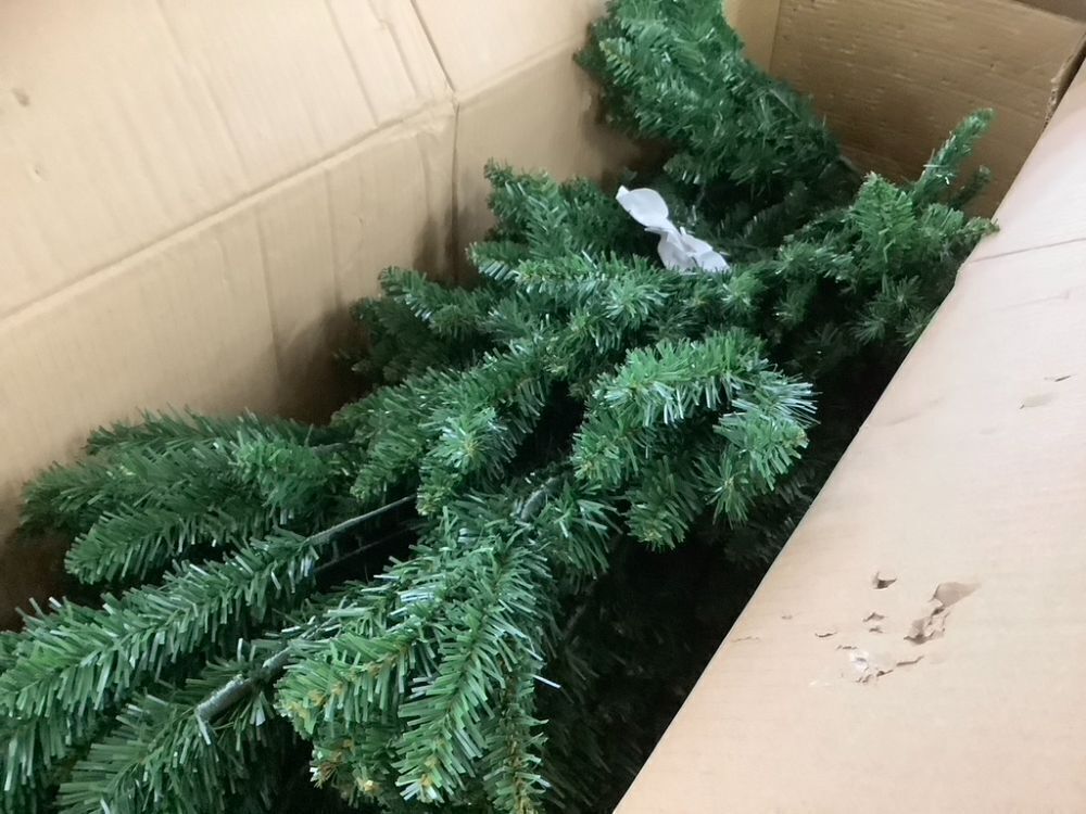 12' Unlit Spruce Pencil Christmas Tree w/ Folding Metal Base - Image 8 - Lot 179