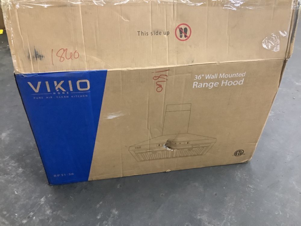 VIKIO 36 in. 763 CFM Convertible Wall Mount Range Hood in Stainless Steel with Mesh Filters and Lights - Dented - Image 2 - Lot 221JF