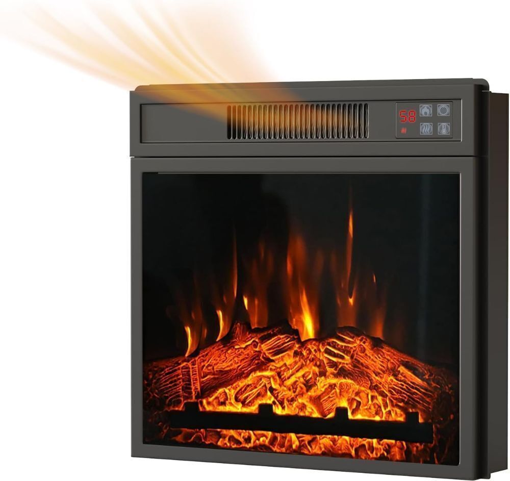 18" Electric Fireplace Insert with Low Noise, Remote Control with Timer, Touch Screen, Adjustable Flame Brightness - Image 1 - Lot 237JF