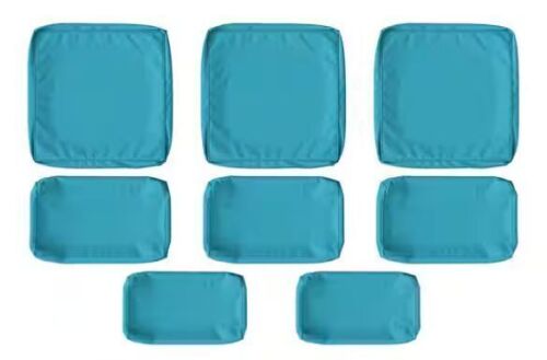 8-Piece 25.6 in. Outdoor Replacement Lounge Cushion Covers Lake Blue - Lot 239JF