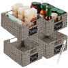 Set of 4 Water Hyacinth Pantry Baskets w/ Chalkboard, Marker - 12in - Thumbnail 1