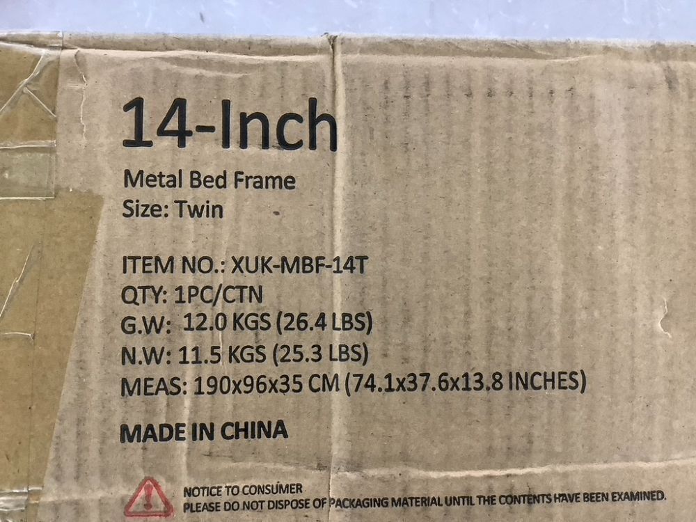 14 Inch Metal Bed Frame, Twin - Image 6 - Lot 275