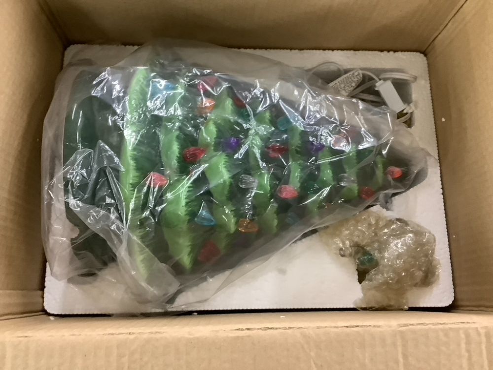 Pre-Lit Ceramic Tabletop Christmas Tree with Lights- 15in - Image 2 - Lot 279