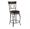 Linon Home Decor Henry Circle Back 24.25 in. Brown High Back Metal Counter Stool with Faux Leather Seat - Thumbnail 1