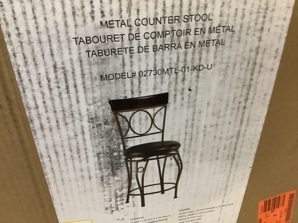 Linon Home Decor Henry Circle Back 24.25 in. Brown High Back Metal Counter Stool with Faux Leather Seat - Image 3 - Lot 324JF