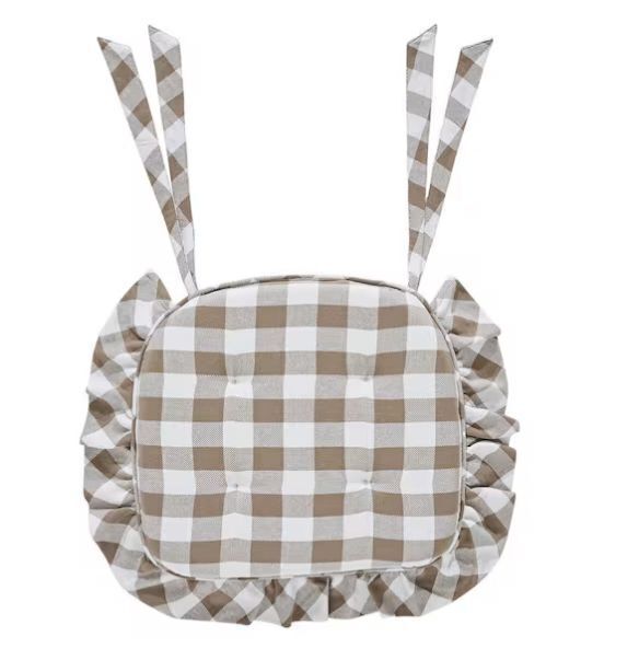 Lot of (3) VHC BRANDS Annie Portabella, Soft White Buffalo Check Ruffled Chair Pad - Image 1 - Lot 325JF