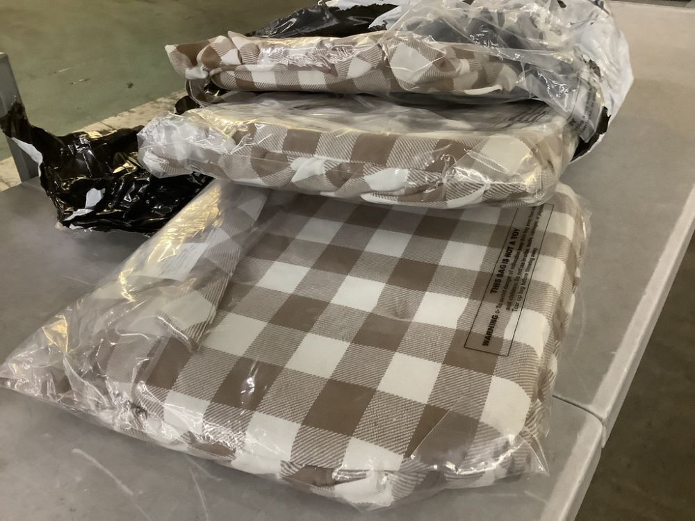 Lot of (3) VHC BRANDS Annie Portabella, Soft White Buffalo Check Ruffled Chair Pad - Image 3 - Lot 325JF