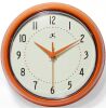 Infinity Instruments 9-1/2 in. Orange Retro Round Metal Wall Clock - Thumbnail 1