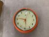 Infinity Instruments 9-1/2 in. Orange Retro Round Metal Wall Clock - Thumbnail 2