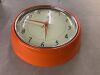 Infinity Instruments 9-1/2 in. Orange Retro Round Metal Wall Clock - Thumbnail 3