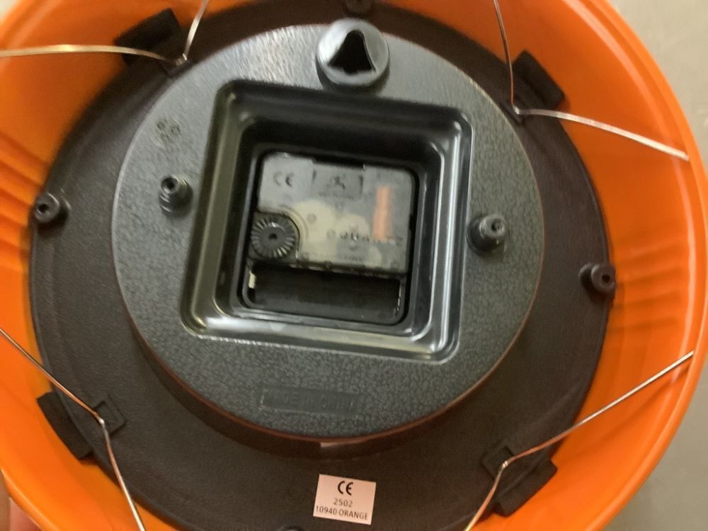 Infinity Instruments 9-1/2 in. Orange Retro Round Metal Wall Clock - Image 4 - Lot 338JF