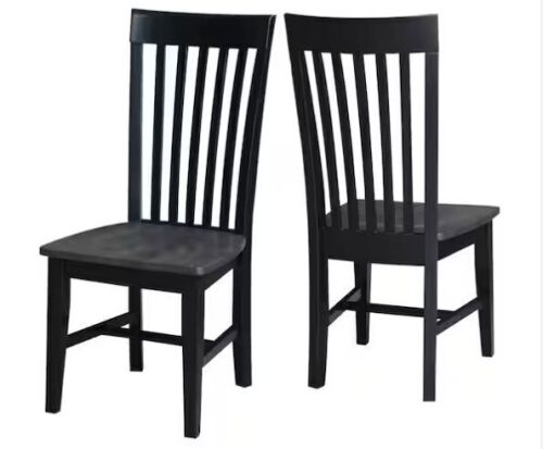 International Concepts Black/Coal Tall Mission Chair, Set of 2 - 1 Has Broken Seat - Lot 339JF