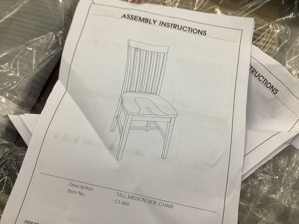 International Concepts Black/Coal Tall Mission Chair, Set of 2 - 1 Has Broken Seat - Image 4 - Lot 339JF