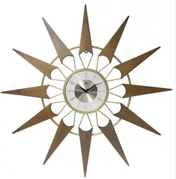 Infinity Instruments Nova Starburst Wall Clock - Wooden Rays, Gold Metal - Image 1 - Lot 340JF