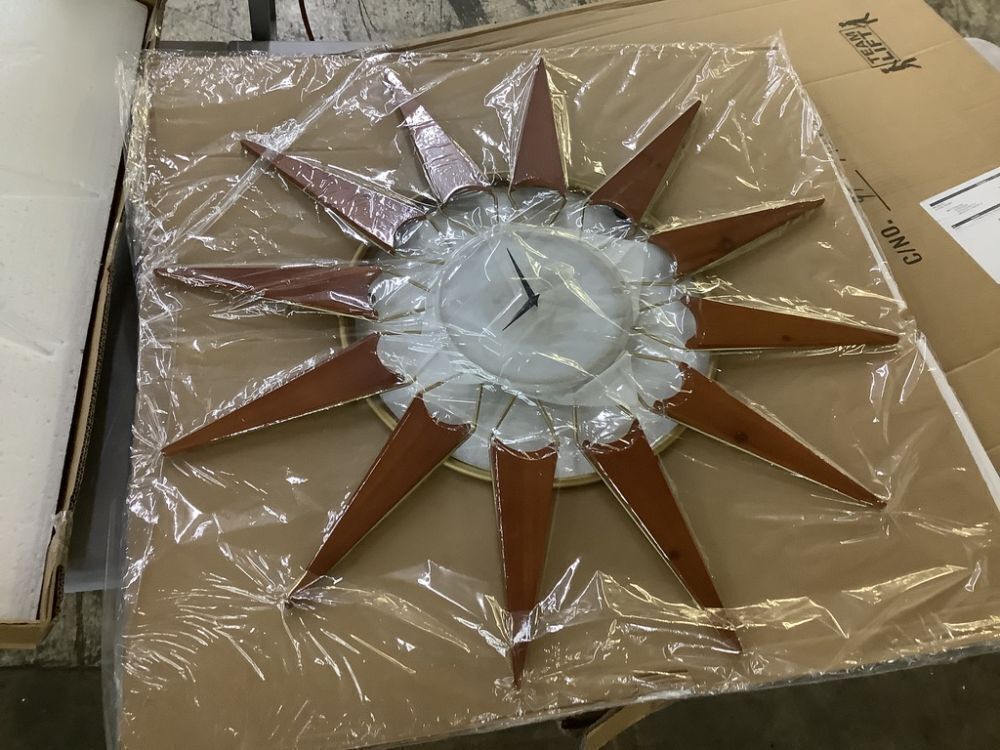 Infinity Instruments Nova Starburst Wall Clock - Wooden Rays, Gold Metal - Image 2 - Lot 340JF