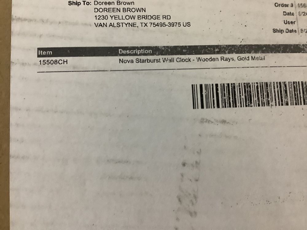 Infinity Instruments Nova Starburst Wall Clock - Wooden Rays, Gold Metal - Image 6 - Lot 340JF