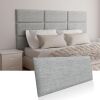 Upholstered Wall Mounted Headboard, Acoustic Panel, Peel and Stick Wall Padding, Light Grey Dorm Towel Fabric, 6-Pack - Thumbnail 1