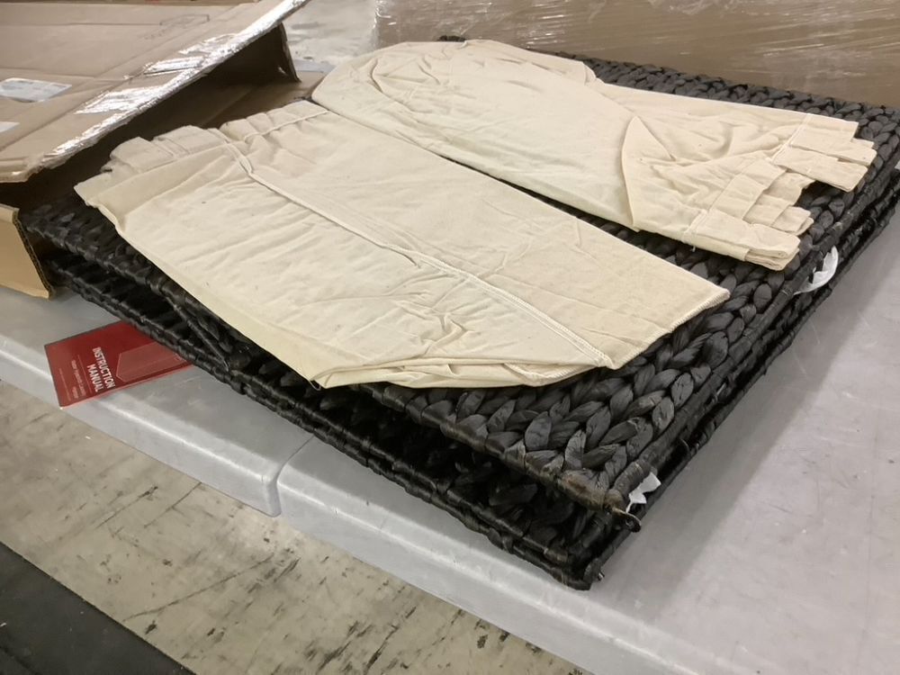 Large Water Hyacinth Double Laundry Hamper Basket w/ 2 Liner Bags - Image 2 - Lot 367