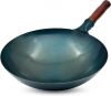 Traditional Hand Hammered Carbon Steel Wok,14 Inch, Round Bottom, Roasted Blue - Thumbnail 1