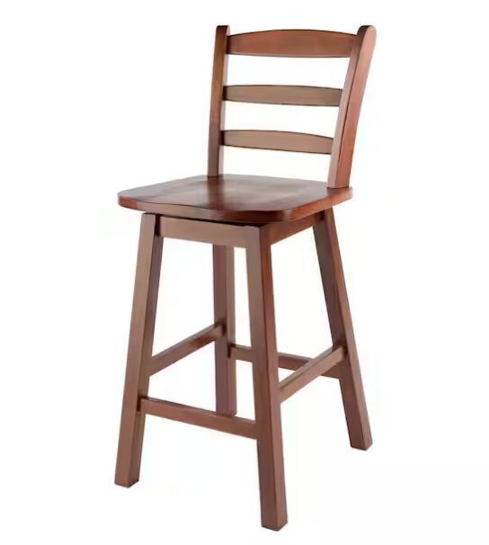 WINSOME WOOD Scalera Ladder-Back Swivel Seat 24 in. H Counter Stool, Walnut - Image 1 - Lot 422JF