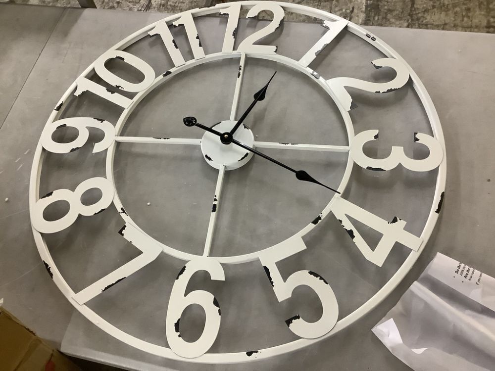 Utopia Alley Manhattan Industrial Wall Clock, Analog, White, 32" - Image 2 - Lot 426JF