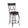 Linon Home Decor Henry Circle Back 24.25 in. Brown High Back Metal Counter Stool with Faux Leather Seat - Thumbnail 1