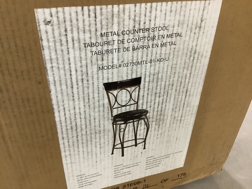 Linon Home Decor Henry Circle Back 24.25 in. Brown High Back Metal Counter Stool with Faux Leather Seat - Image 3 - Lot 428JF