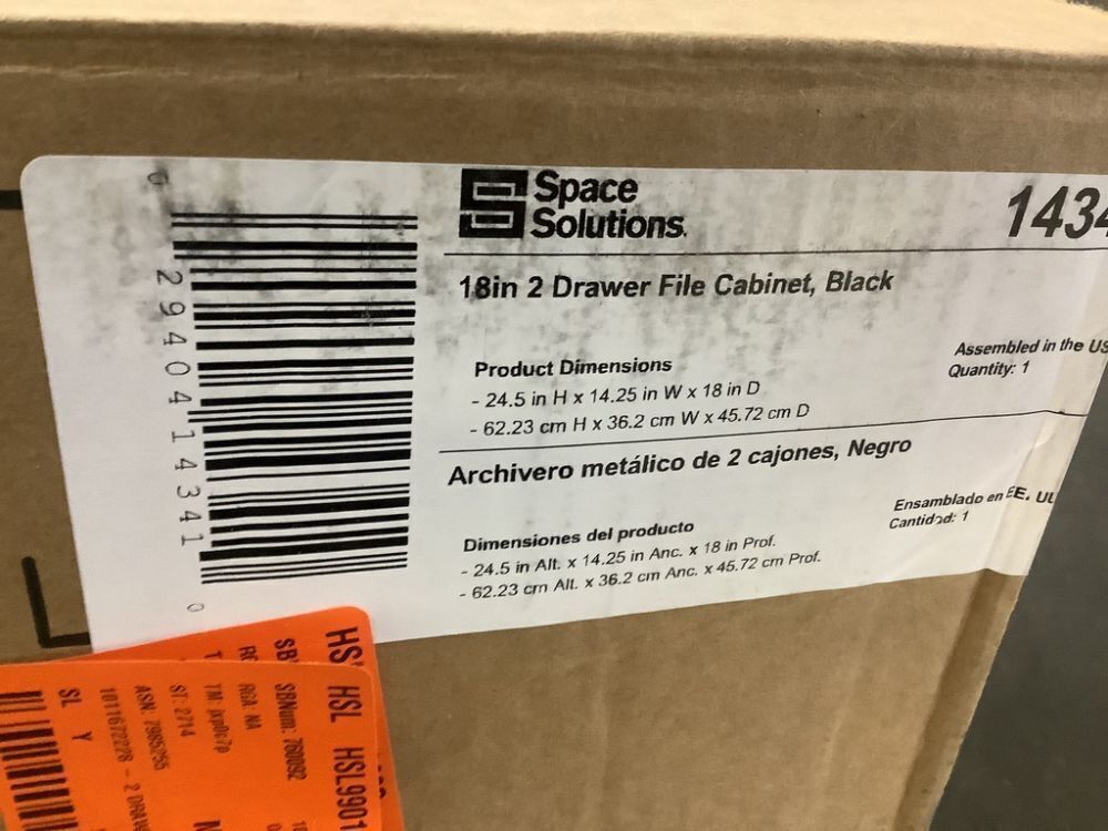 Space Solutions 18 in. D 2-Drawer Black Metal Letter Width 14.25 in. W Vertical File Cabinet - Dented - Image 5 - Lot 432JF