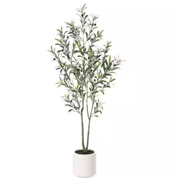DR.Planzen 5 ft. Artificial Olive Tree with White Planter - Image 1 - Lot 433JF