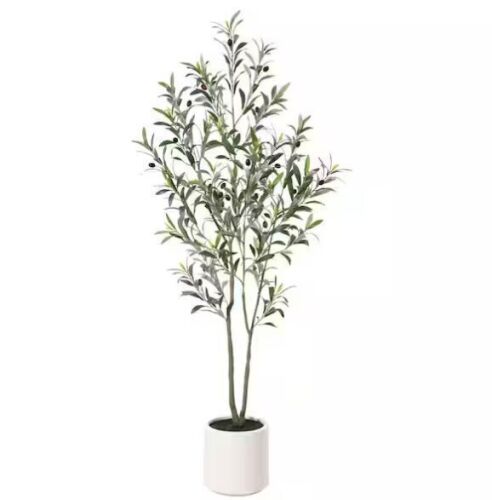 DR.Planzen 5 ft. Artificial Olive Tree with White Planter - Lot 433JF