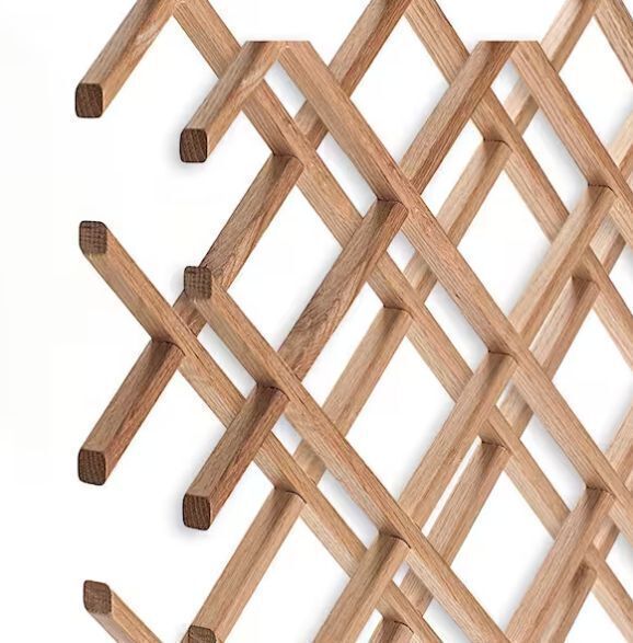 American Pro Decor 14-Bottle Trimmable Wine Rack Lattice Panel Inserts in Unfinished Solid North American Red Oak - Image 1 - Lot 434JF