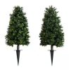 Nearly Natural 2.5 ft. UV Resistant Artificial Boxwood Tree Plant with Integrated Ground Stake, Set of 2 - Thumbnail 1