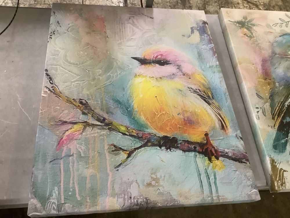 Lot of (2) Soft Pastel Bird by RileyB Unframed Canvas 30" x 24" - Image 2 - Lot 440JF