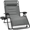 Oversized Padded Zero Gravity Chair, Folding Recliner w/ Headrest, Side Tray - Thumbnail 1