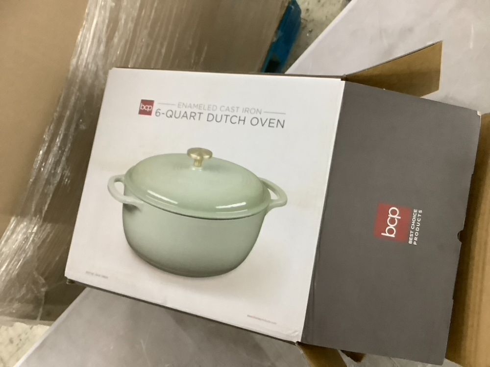 Cast-Iron Dutch Oven Kitchen Cookware w/ Enamel, Handles - 6qt - Image 6 - Lot 467