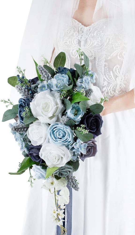 10 Inch Dusty Blue Wedding Bouquet - Image 1 - Lot 564