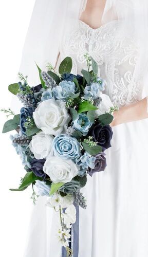 10 Inch Dusty Blue Wedding Bouquet - Lot 564