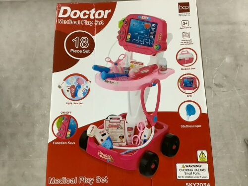 Play Doctor Kit for Kids, Boys & Girls with 17 Accessories, Mobile Cart - Lot 667