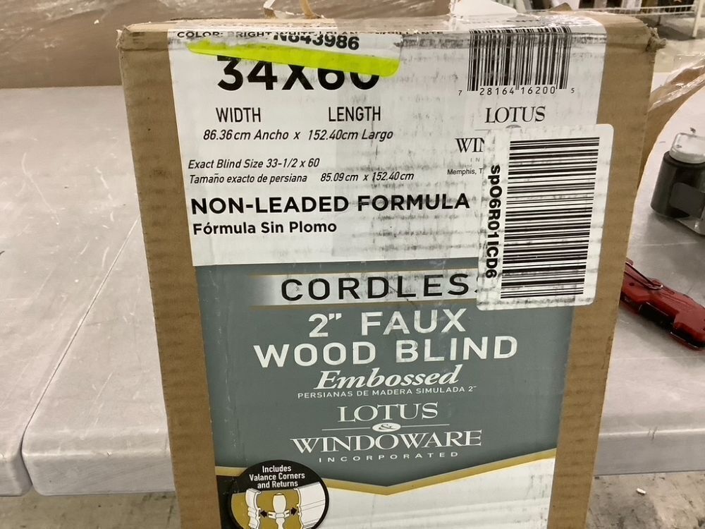 Lotus & Windoware Cordless 2 Inch Faux Wood Blind, 34" Wide x 60" Long - Image 8 - Lot 671