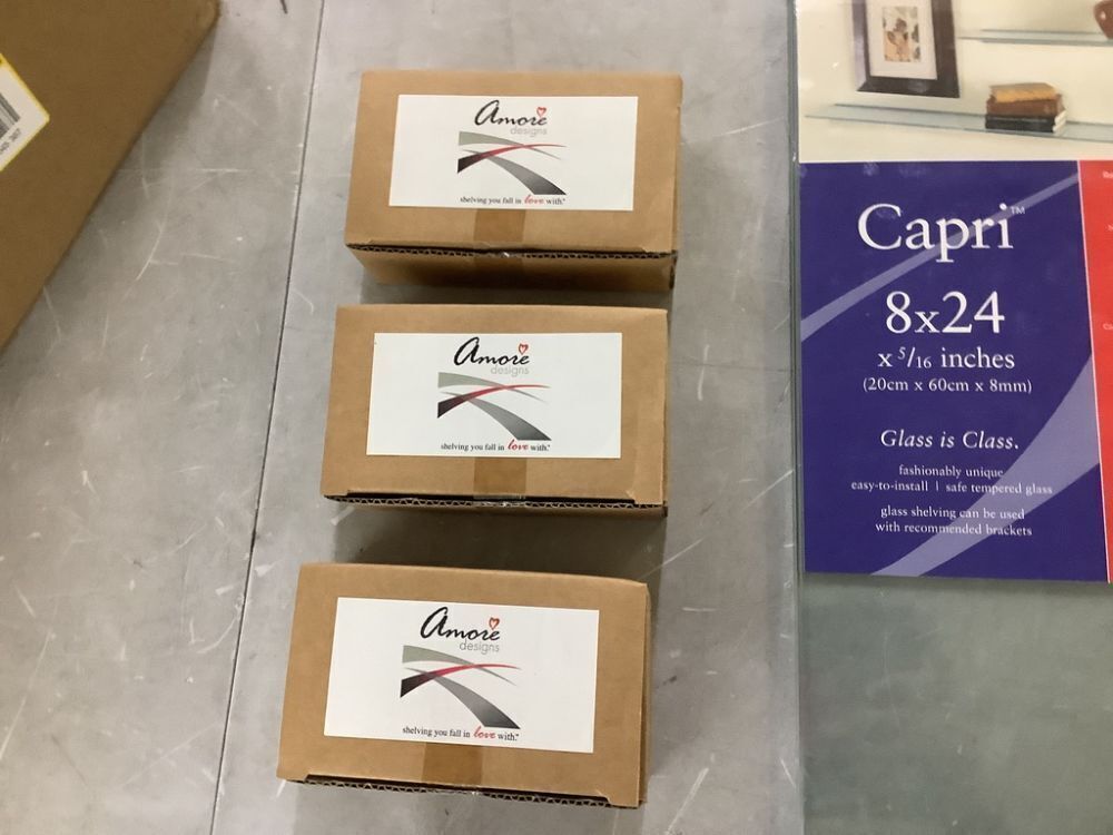 Lot of (3) Capri 24 in. W x 8 in. D Clear Glass with Pelican Brackets Decorative Wall Shelf - Image 3 - Lot 736JF