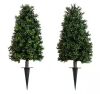 Nearly Natural 2.5 ft. UV Resistant Artificial Boxwood Tree Plant with Integrated Ground Stake, Set of 2 - Thumbnail 1
