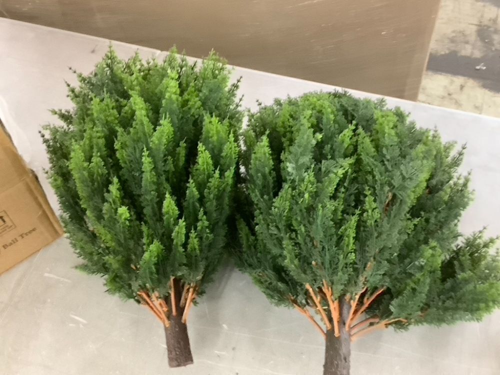 Artificial Cedar Topiary Ball Trees with Ground Spike, Set of 2 - Image 1 - Lot 761