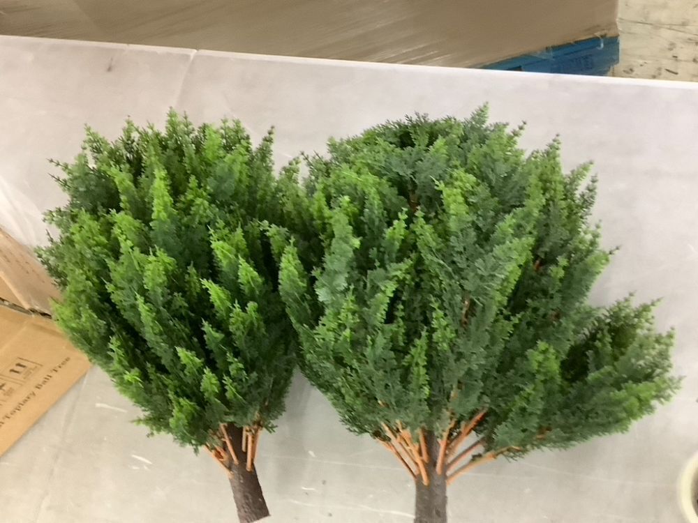 Artificial Cedar Topiary Ball Trees with Ground Spike, Set of 2 - Image 3 - Lot 761