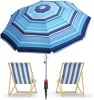 7ft Heavy Duty High Wind Beach Umbrella with Sand Anchor - Thumbnail 1